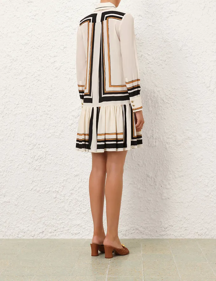 Women Zimmermann Clothing Tie Neck Mini Dress Stripe