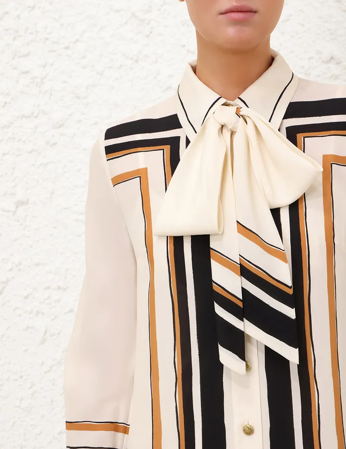 Women Zimmermann Clothing Tie Neck Mini Dress Stripe