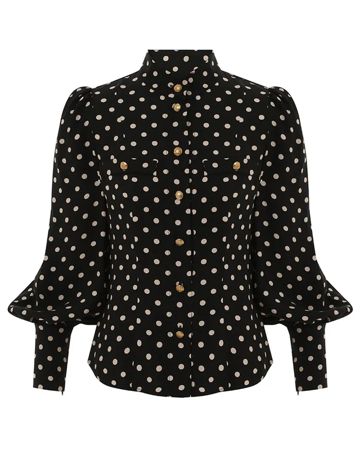 Women Zimmermann Clothing Utility Blouse Blackcream Dot