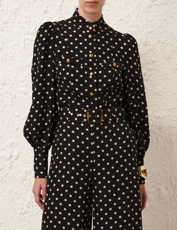 Women Zimmermann Clothing Utility Blouse Blackcream Dot