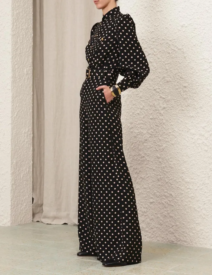 Women Zimmermann Clothing Utility Blouse Blackcream Dot