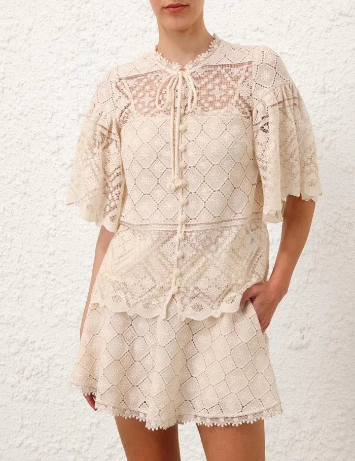 Women Zimmermann Clothing Wylie Crochet Blouse Tea