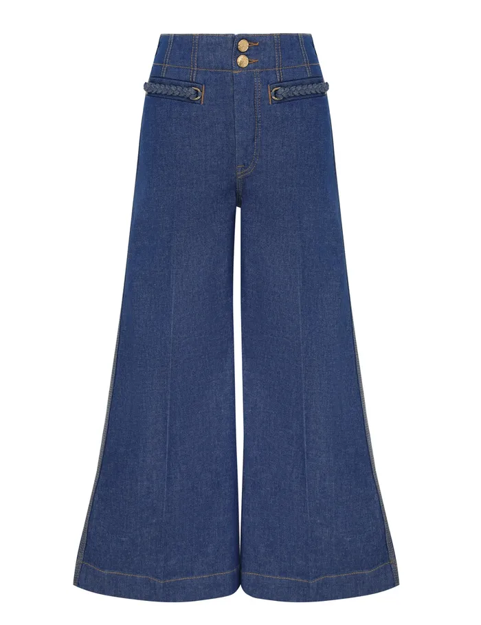 Women Zimmermann Clothing Wylie Cropped Jean Railway Blue