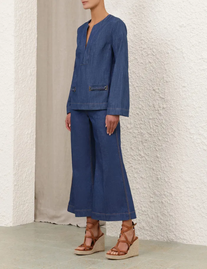 Women Zimmermann Clothing Wylie Cropped Jean Railway Blue