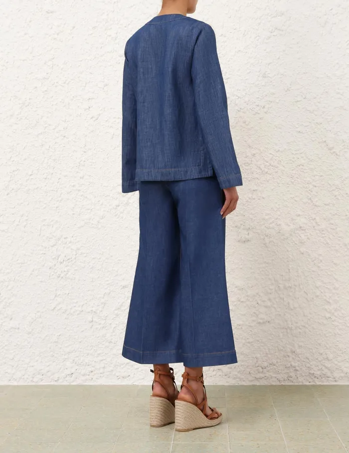 Women Zimmermann Clothing Wylie Cropped Jean Railway Blue