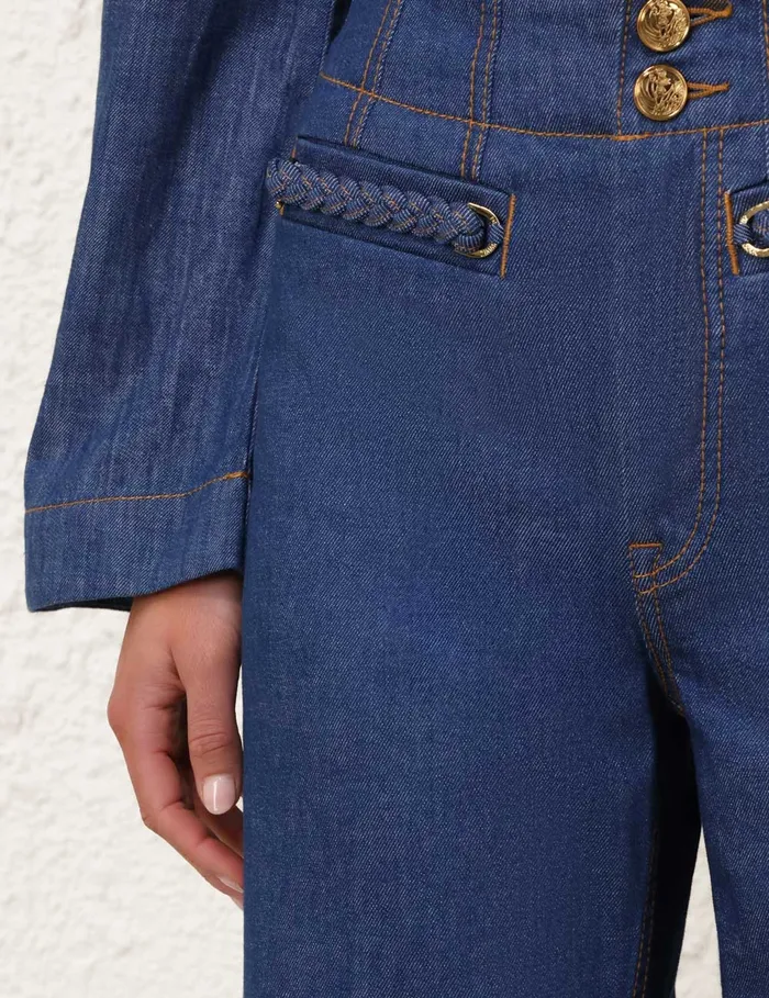 Women Zimmermann Clothing Wylie Cropped Jean Railway Blue
