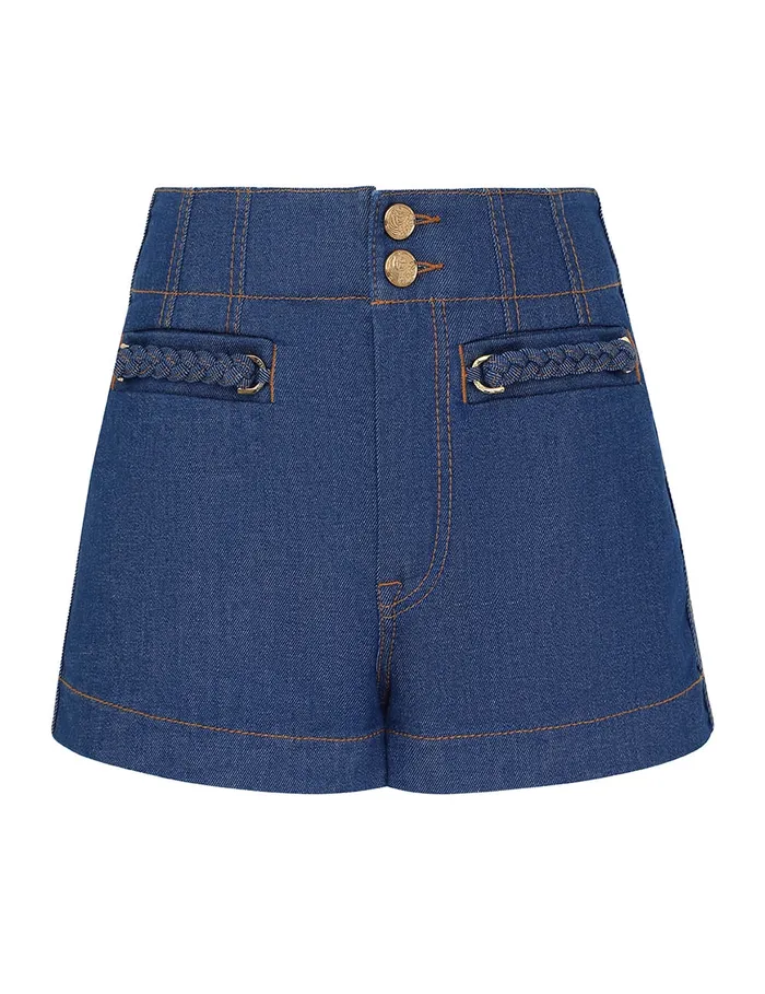 Women Zimmermann Clothing Wylie Denim Short Railway Blue