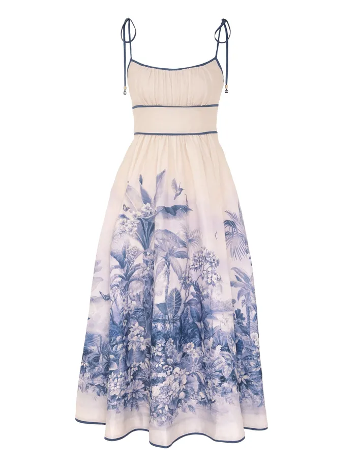 Women Zimmermann Clothing Wylie Picnic Dress Blue Palm