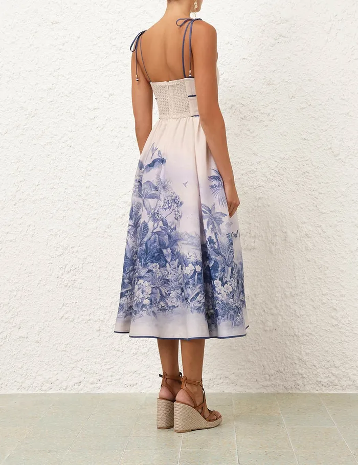 Women Zimmermann Clothing Wylie Picnic Dress Blue Palm