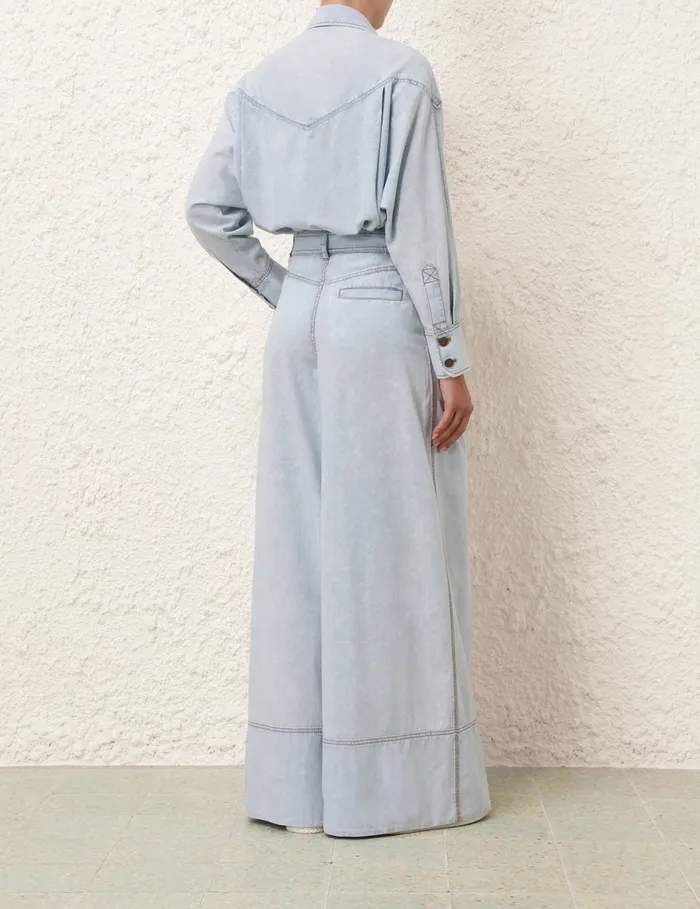 Women Zimmermann Denim Wide Leg Denim Pant Blue Smoke