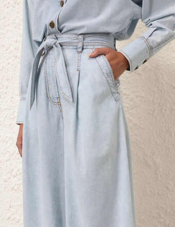 Women Zimmermann Denim Wide Leg Denim Pant Blue Smoke