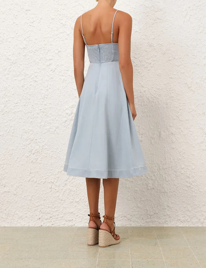 Women Zimmermann Dresses and Coverups Acacia Denim Swing Dress Ice Storm