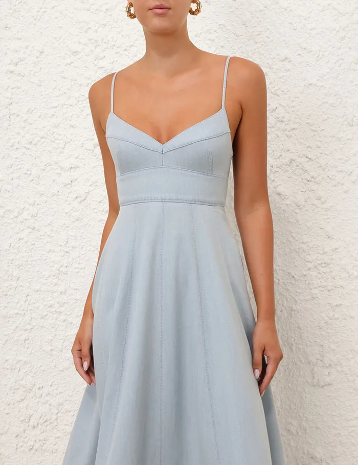 Women Zimmermann Dresses and Coverups Acacia Denim Swing Dress Ice Storm
