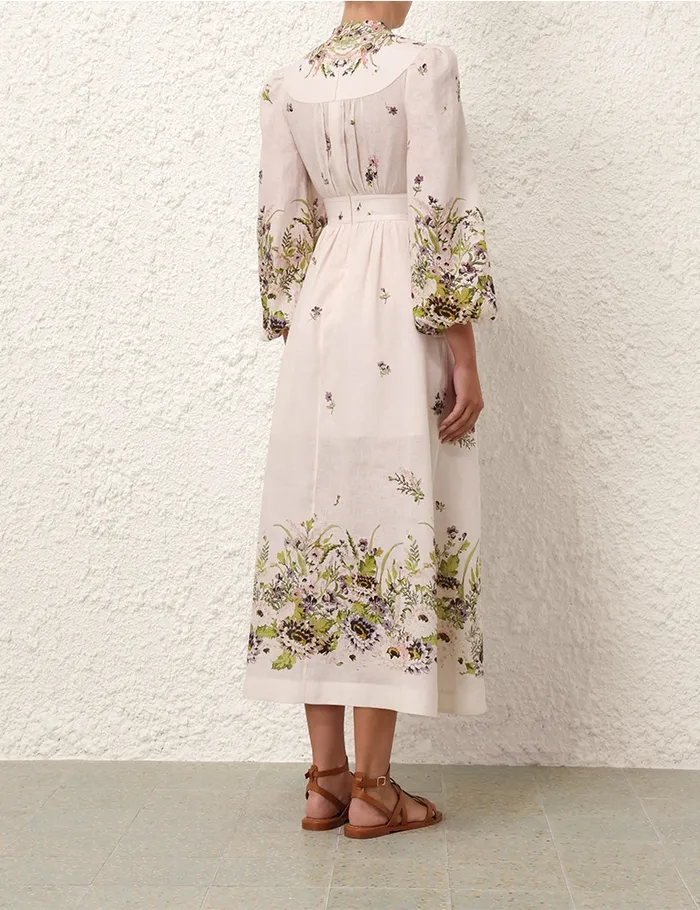 Women Zimmermann Dresses and Coverups Halliday Plunge Midi Dress Cream Multi Floral