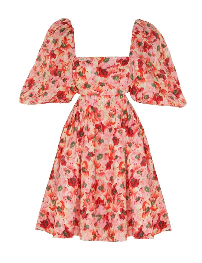 Women Zimmermann Dresses and Coverups Lightburst Cut Out Mini Dress Red Floral