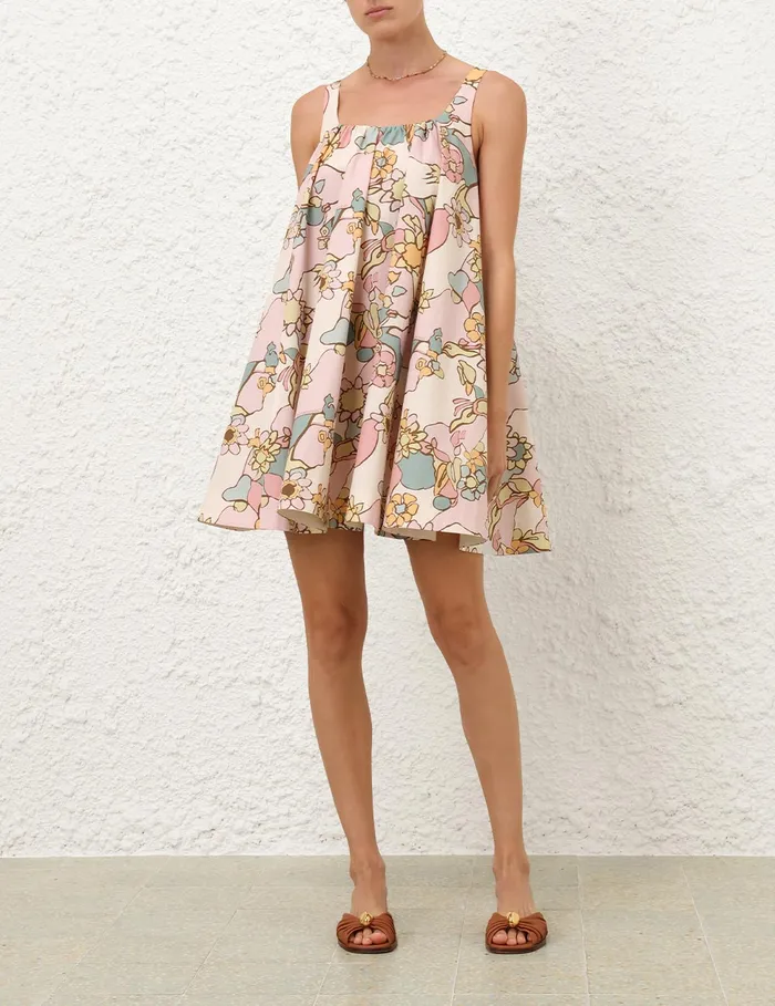 Women Zimmermann Dresses and Coverups Maxine Mini Dress Pink Kaleidoscope Floral