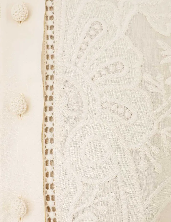 Women Zimmermann Dresses and Coverups Ottie Embroidered Mini Dress Cream