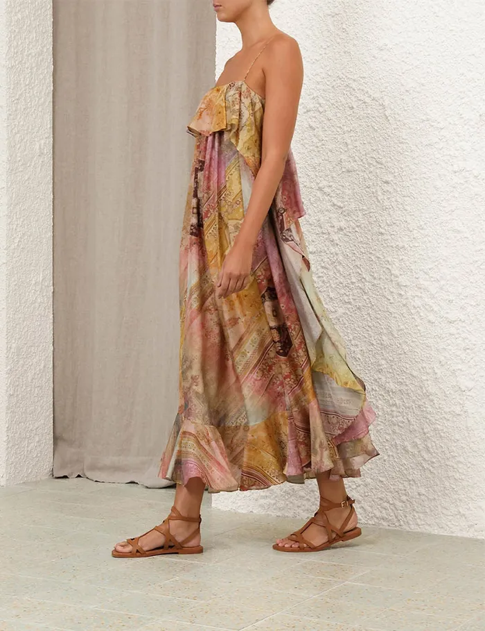 Women Zimmermann Dresses and Coverups Tallow Ruffle Maxi Dress Ombre Multi