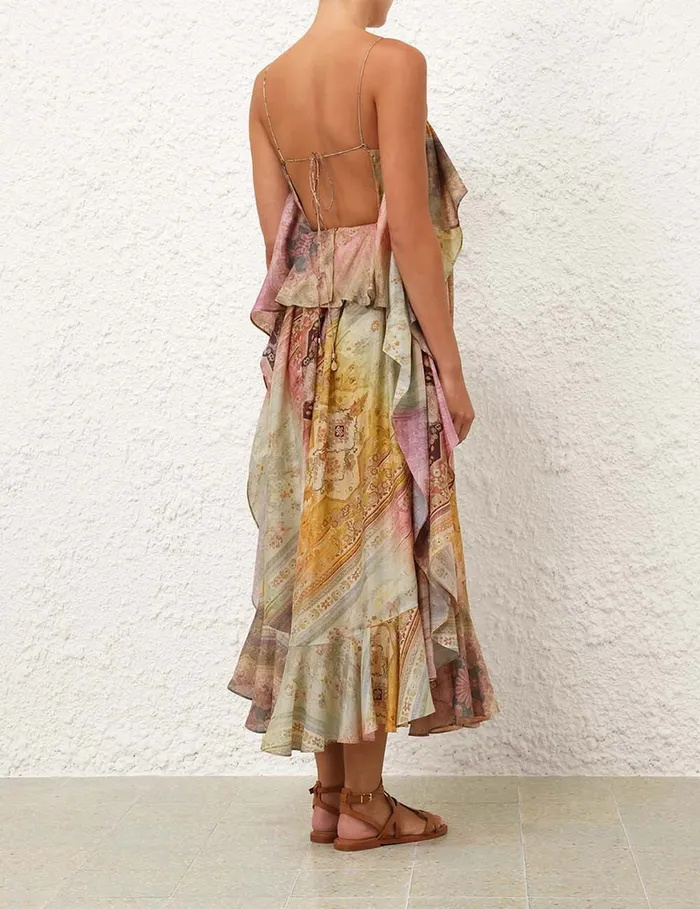Women Zimmermann Dresses and Coverups Tallow Ruffle Maxi Dress Ombre Multi