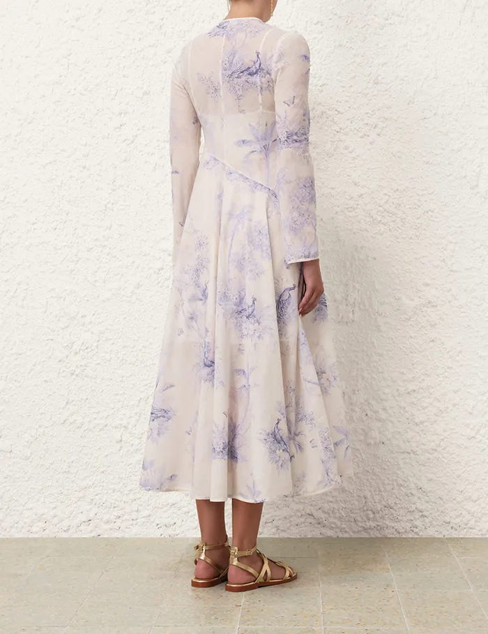 Women Zimmermann Dresses and Coverups Waverly Asymmetric Long Dress Blue Palm