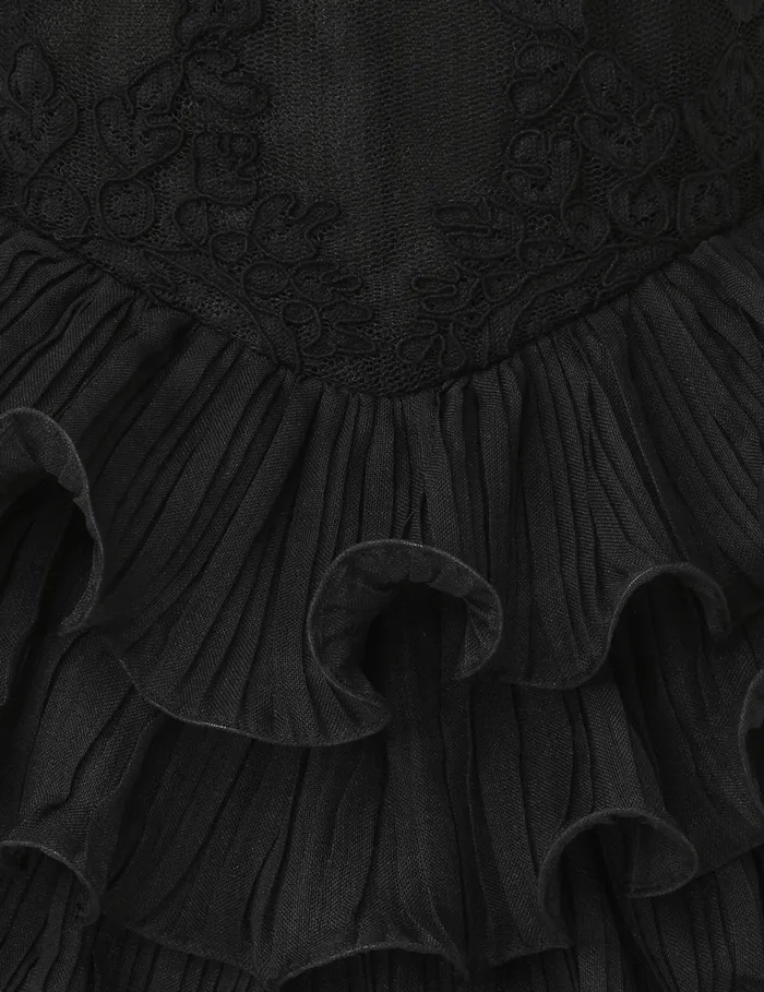 Women Zimmermann Dresses Crush Lace Frill Midi Dress Black