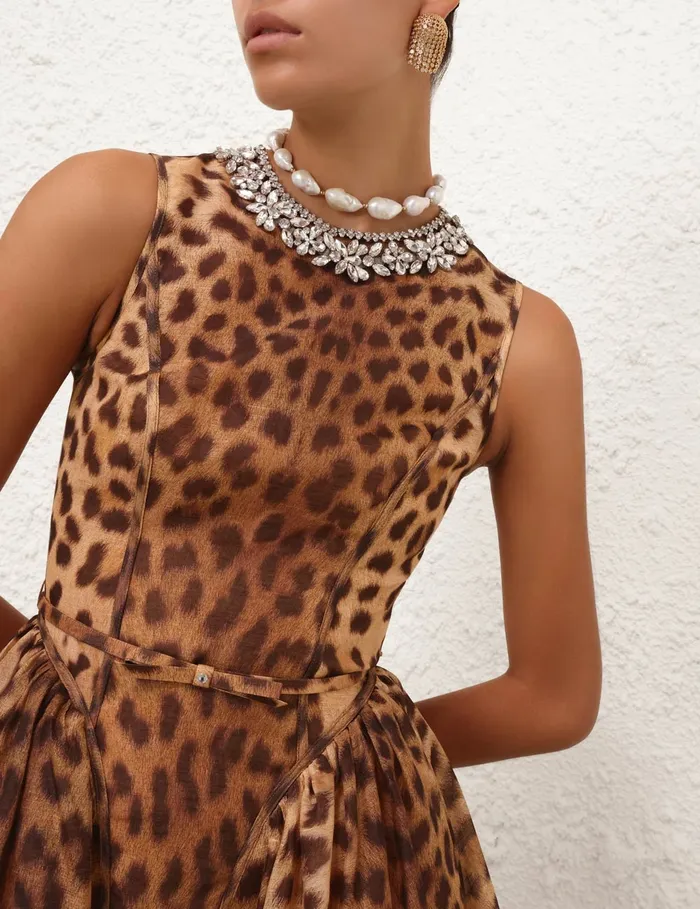Women Zimmermann Dresses Crush Panelled Mini Dress Leopard
