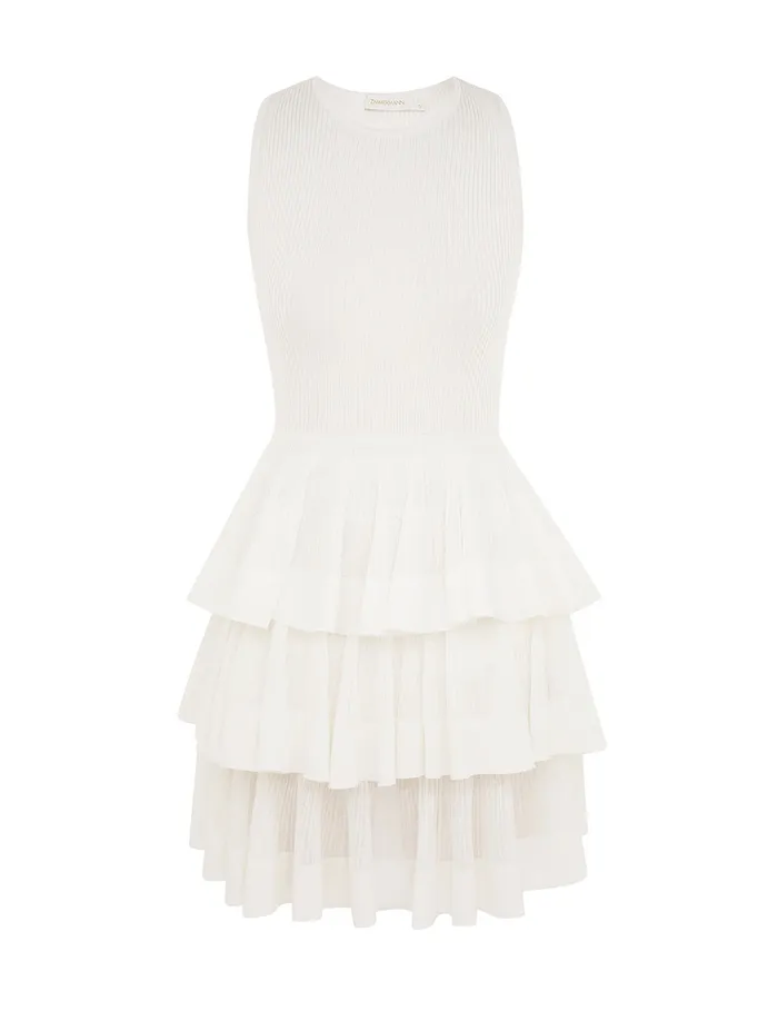 Women Zimmermann Dresses Crush Ruffled Mini Dress Cream