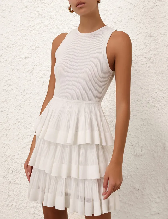Women Zimmermann Dresses Crush Ruffled Mini Dress Cream