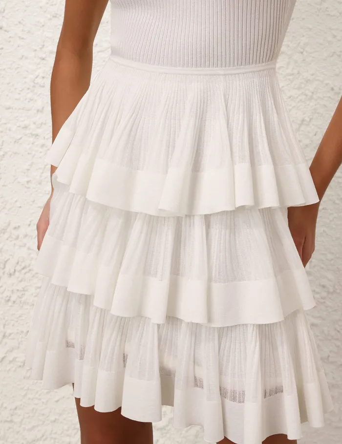 Women Zimmermann Dresses Crush Ruffled Mini Dress Cream