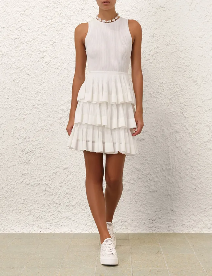 Women Zimmermann Dresses Crush Ruffled Mini Dress Cream