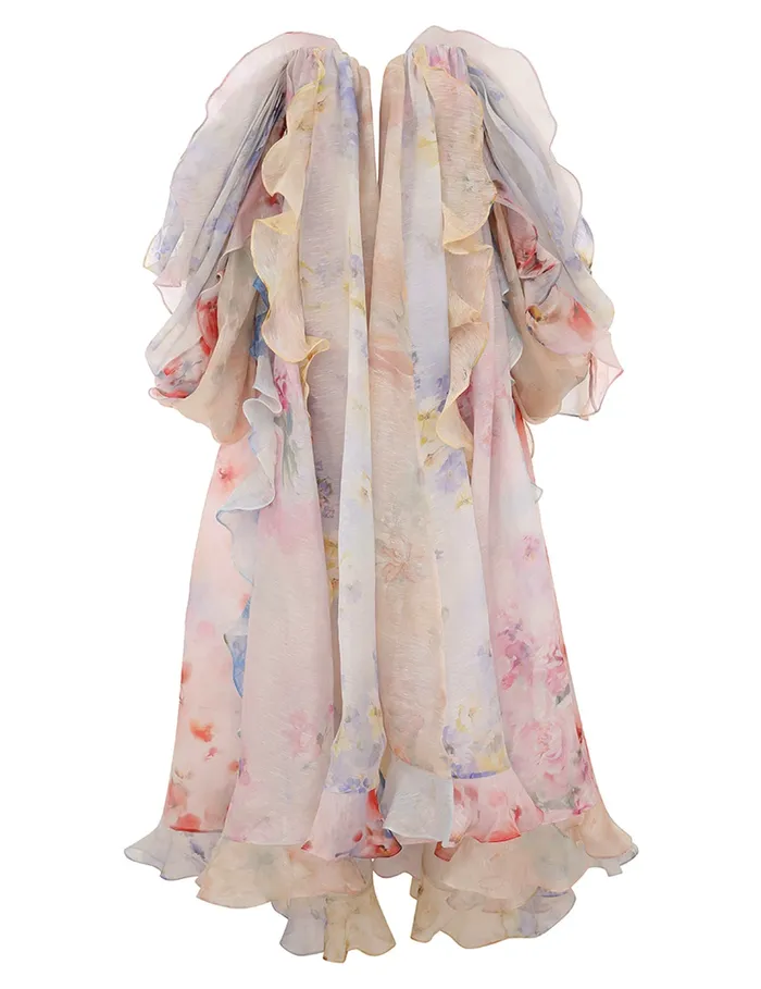 Women Zimmermann Dresses Crush Strapless Ruffle Dress Spliced Floral