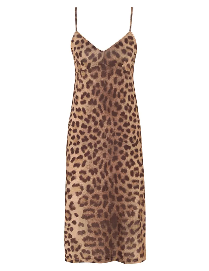 Women Zimmermann Dresses Crush Tie Neck Midi Dress Leopard