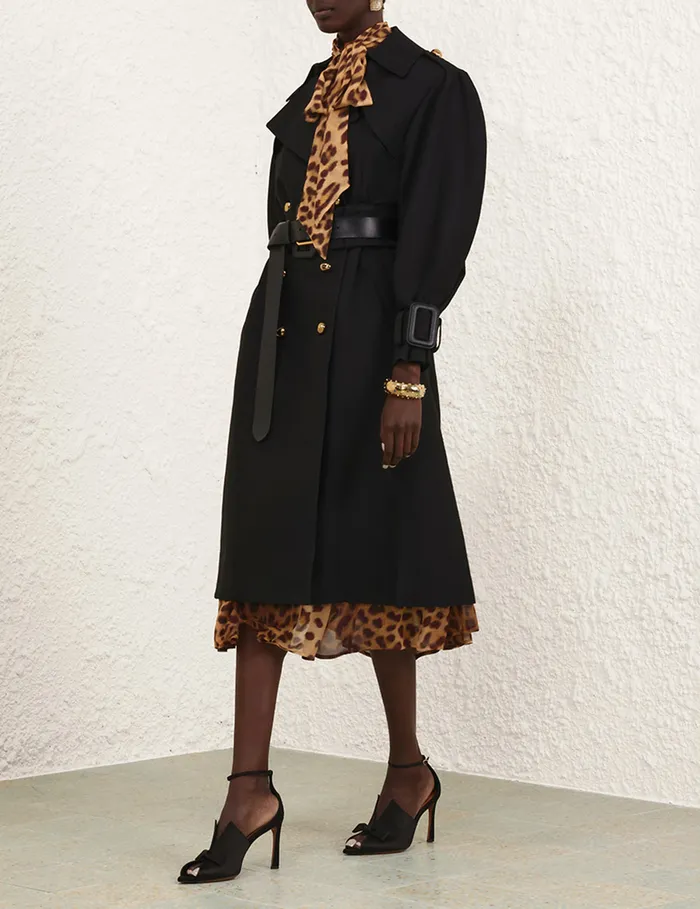Women Zimmermann Dresses Crush Tie Neck Midi Dress Leopard
