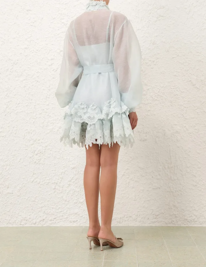 Women Zimmermann Dresses Crush Tiered Lace Shirt Dress Mint