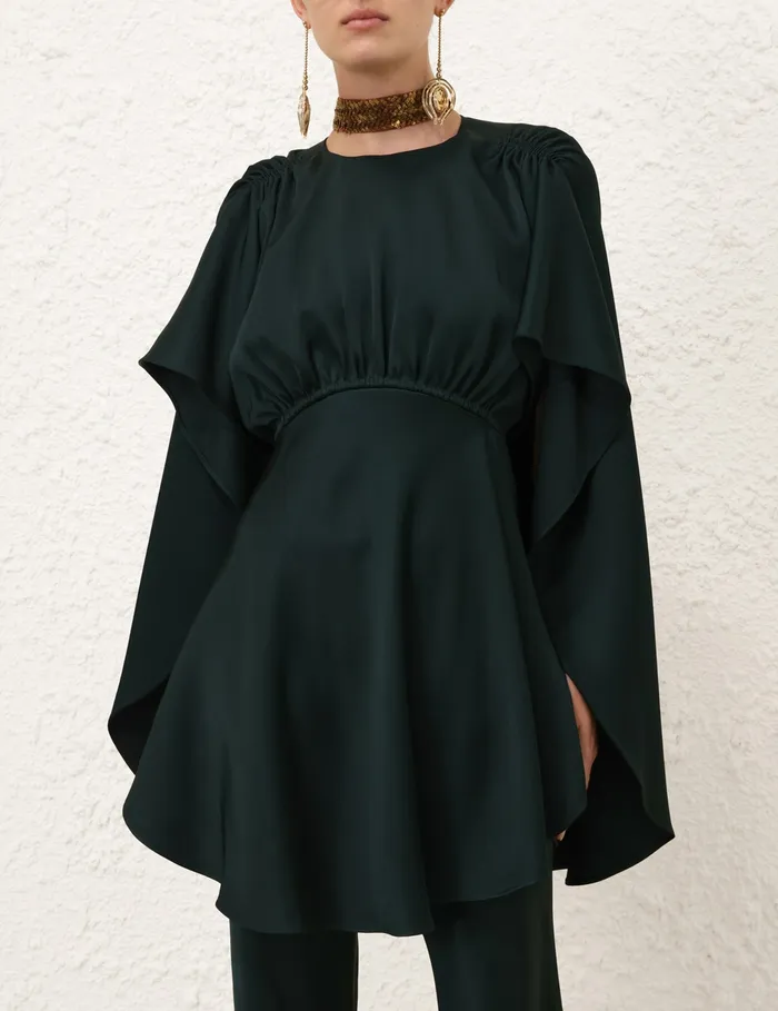 Women Zimmermann Dresses Eden Cascading Mini Dress Bottle Green