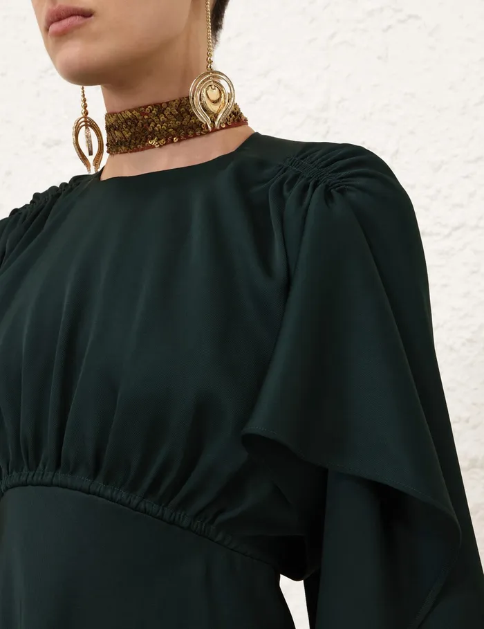 Women Zimmermann Dresses Eden Cascading Mini Dress Bottle Green