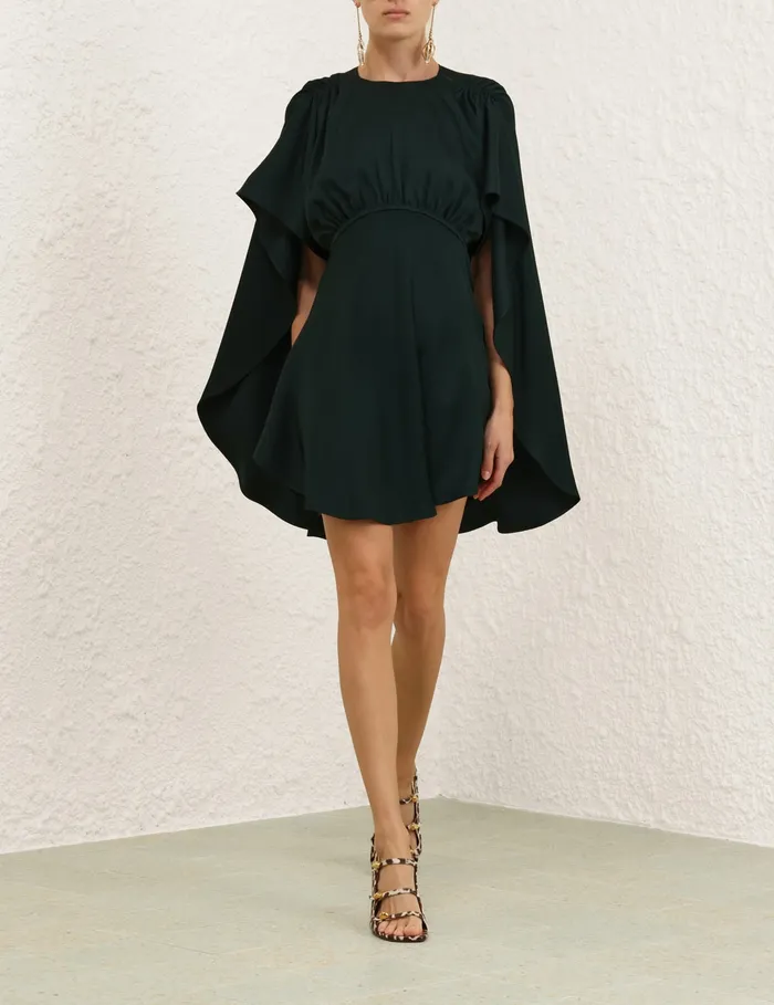 Women Zimmermann Dresses Eden Cascading Mini Dress Bottle Green