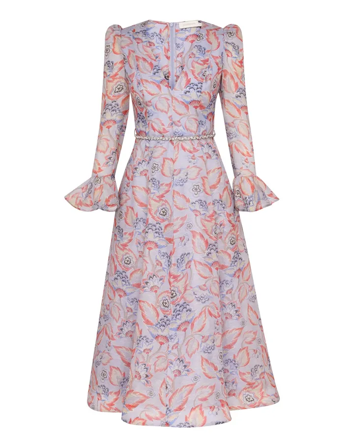 Women Zimmermann Dresses Eden Long Sleeve Midi Dress Sapphire Eden
