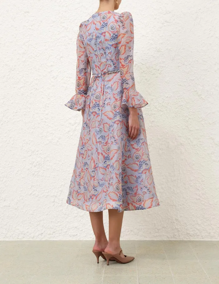 Women Zimmermann Dresses Eden Long Sleeve Midi Dress Sapphire Eden