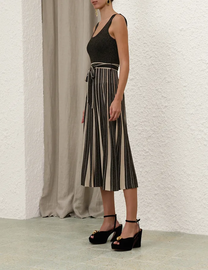 Women Zimmermann Dresses Illustration Metallic Midi Blackgold