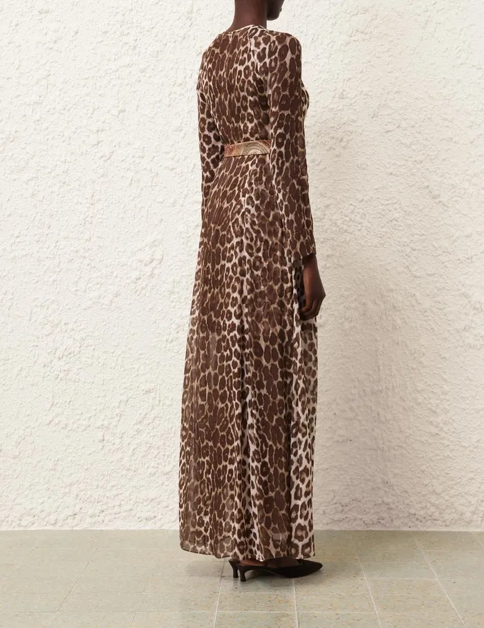 Women Zimmermann Dresses Illustration Sheath Dress Chocolate Leopard