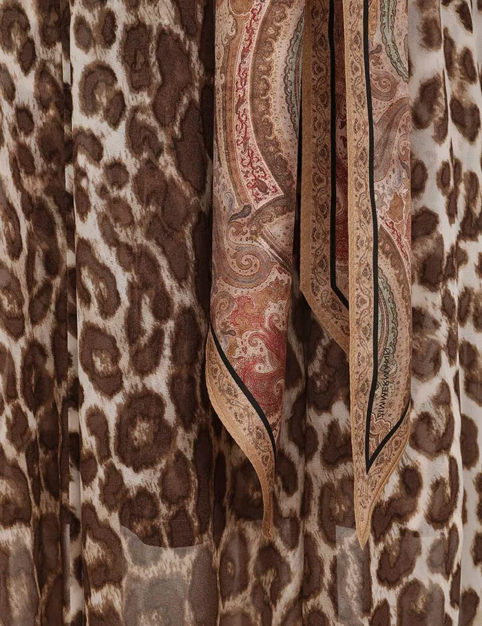 Women Zimmermann Dresses Illustration Sheath Dress Chocolate Leopard