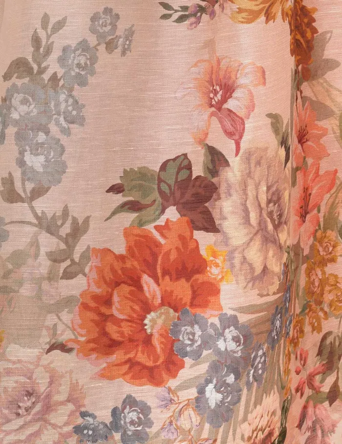 Women Zimmermann Dresses Pavilion V Neck Midi Dress Peach Multi Floral