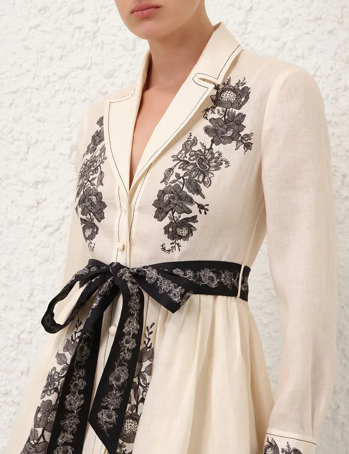 Women Zimmermann Dresses Shirt Mini Dress Cream Floral