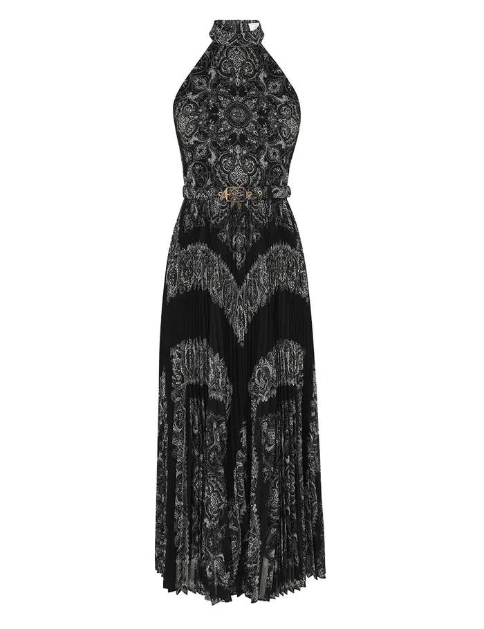 Women Zimmermann Dresses Sunray Halter Picnic Dress Black Paisley
