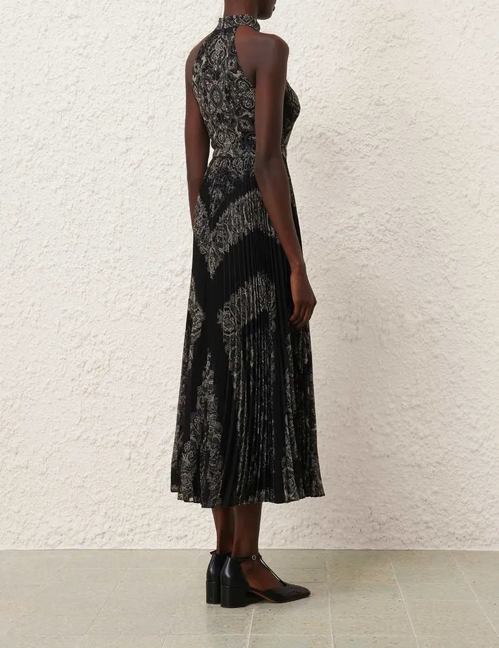 Women Zimmermann Dresses Sunray Halter Picnic Dress Black Paisley