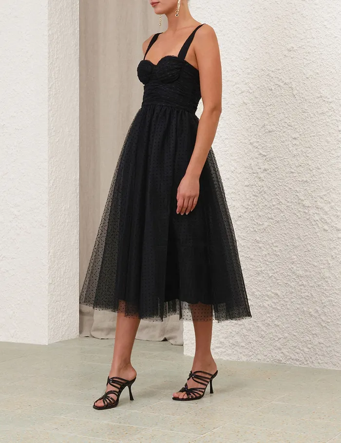 Women Zimmermann Dresses Tulle Midi Dress Black