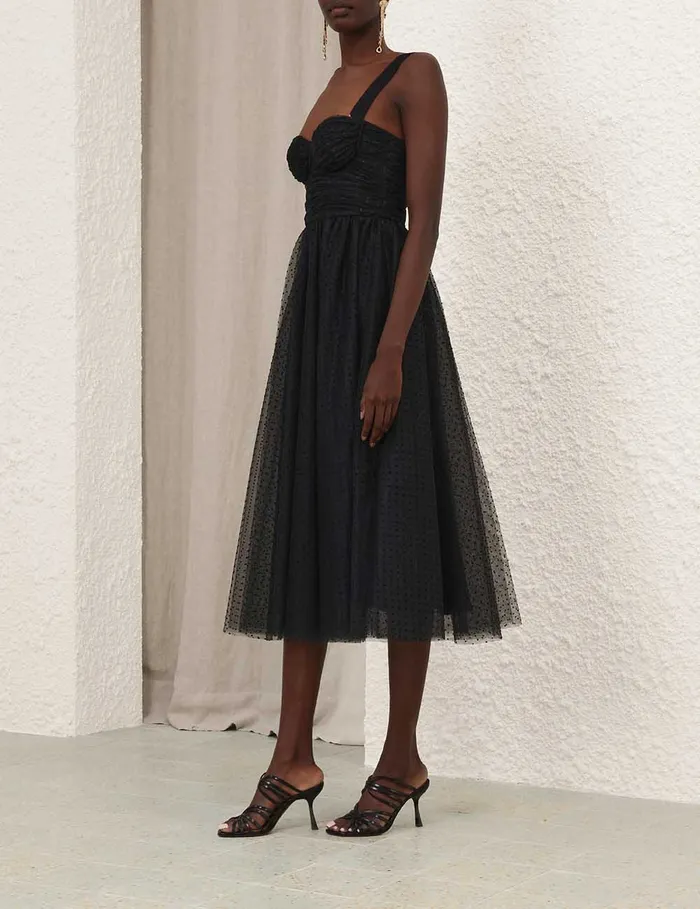 Women Zimmermann Dresses Tulle Midi Dress Black