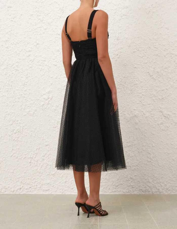 Women Zimmermann Dresses Tulle Midi Dress Black