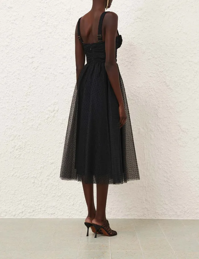 Women Zimmermann Dresses Tulle Midi Dress Black